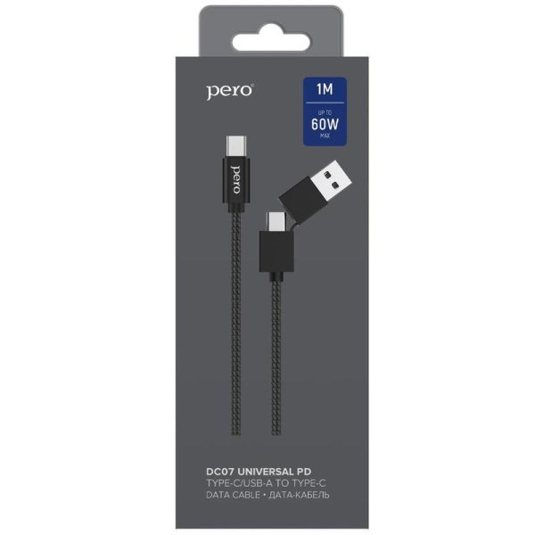 Кабель Pero USB A - USB Type-C - USB Type-C 1 м (4603768350972)