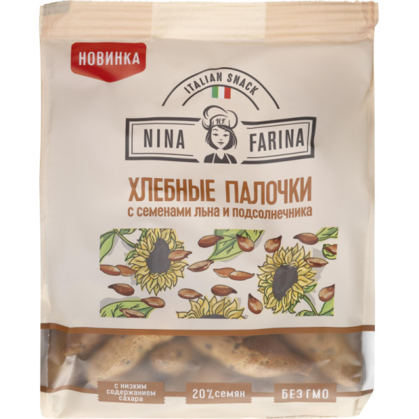 Хлебные палочки Nina Farina с семенами льна и подсолнечника 160 г