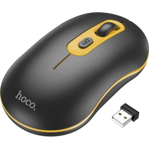 Мышь беспроводная Hoco GM21 черная/желтая (90941)
