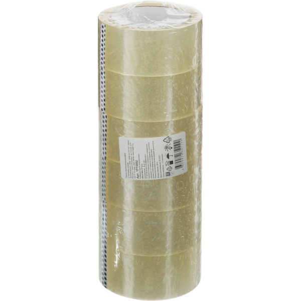 Клейкая лента упаковочная 48 мм х 66 м 47 мкм прозрачная (6 штук в  упаковке) Клейкая лента упаковочная 48 мм х 66 м 47 мкм прозрачная (6 штук в  упаковке)