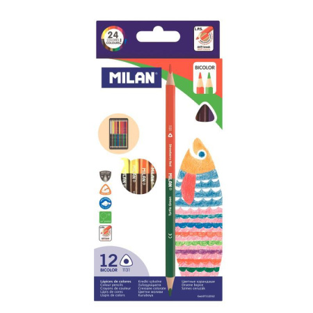 Карандаши цветные Milan 24 цвета (двусторонние) трехгранные