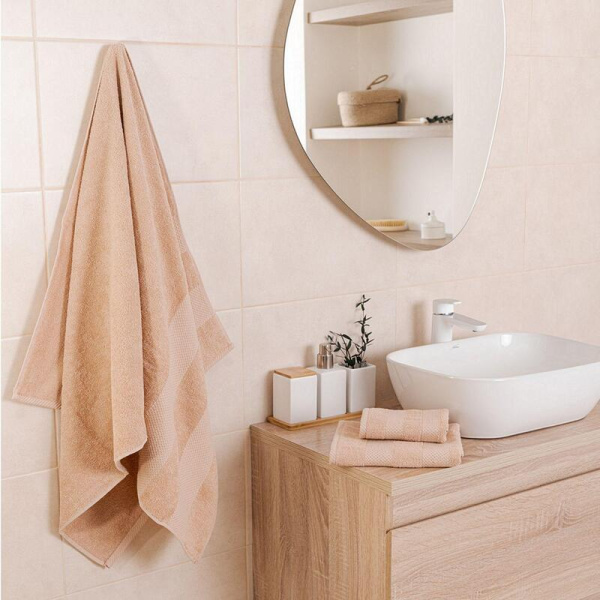 Полотенце махровое Конфетти 70x130 см 390 г/кв.м бежевое