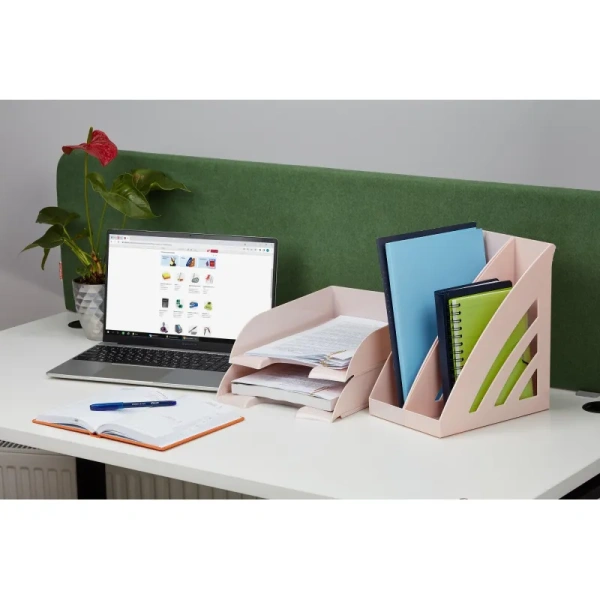 Лоток горизонтальный для бумаг Комус Ницца пластиковый розовый