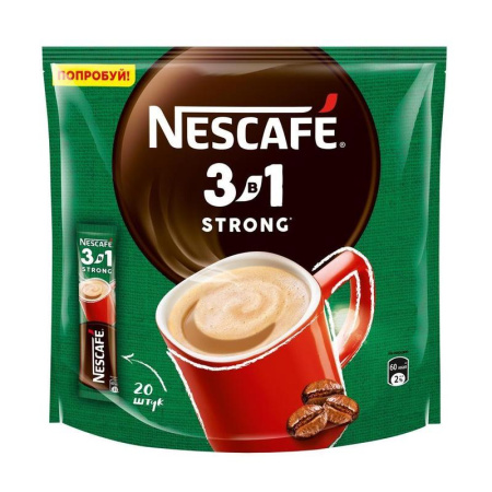 Кофе порционный растворимый Nescafe 3 в 1 Strong 20 пакетиков по 14.5 г