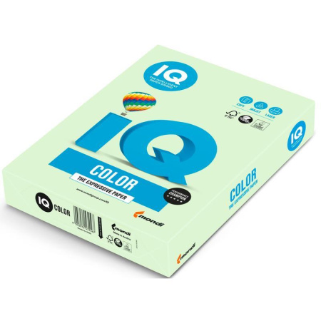 Бумага цветная IQ Color (А4, 160 г/кв.м, GN27-светло-зеленый, 250 листов)