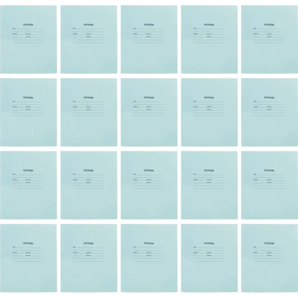 Тетрадь школьная зеленая А5 12 листов 60 г/кв.м в линейку (20 штук в  упаковке)