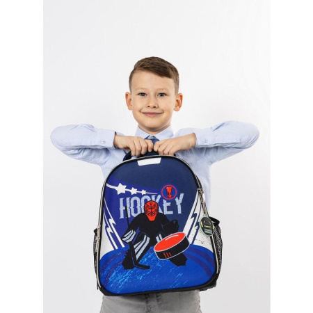 Ранец №1 School Light Hockey черный с двумя отделениями