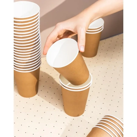 Стакан одноразовый бумажный 300 мл коричневый 50 штук в упаковке Комус Стандарт