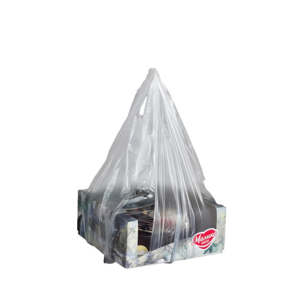 Пакет-майка Артпласт ПНД 14 мкм прозрачный (32+24х60 см, 100 штук в  упаковке)