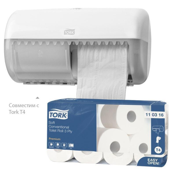 Бумага туалетная Tork Premium 110316 3-слойная белая (8 рулонов в упаковке)