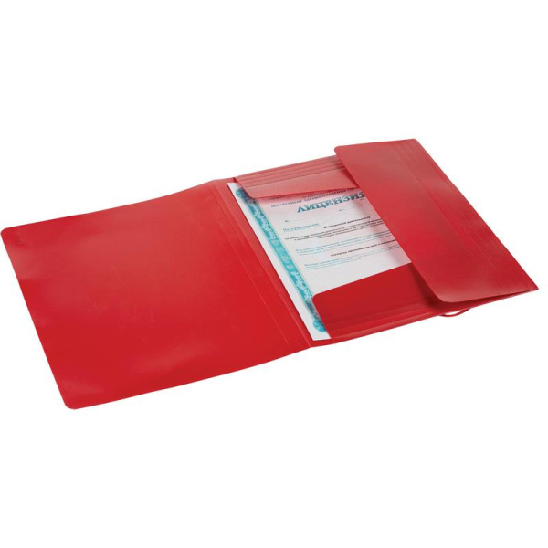 Папка на резинках Комус Шелк А4 15 мм пластиковая до 200 листов красная (толщина обложки 0.5 мм)