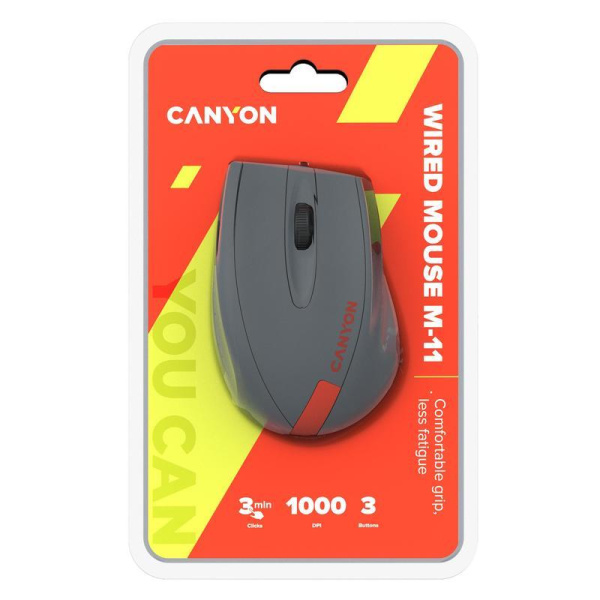 Мышь компьютерная Canyon CNE-CMS11DG серо-красная