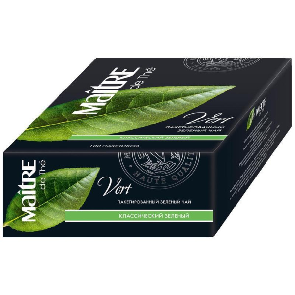 Чай Maitre de tea Vert зеленый 100 пакетиков