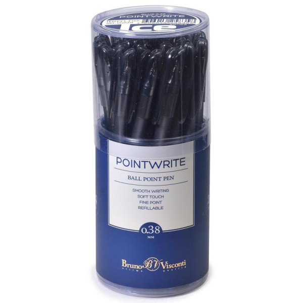 Ручка шариковая неавтоматическая Bruno Visconti Pointwrite Ice синяя (серый корпус, толщина линии 0,38 мм)