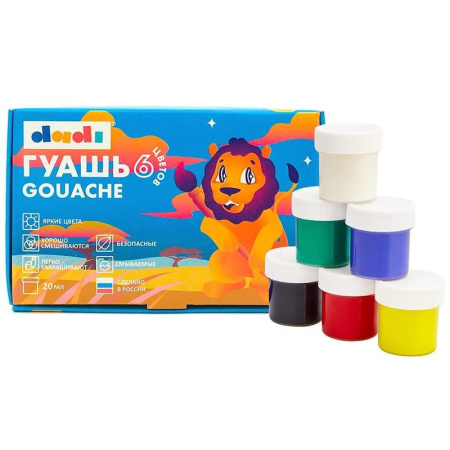 Гуашь Dadi 6 цветов по 20 мл Гуашь Dadi 6 цветов по 20 мл