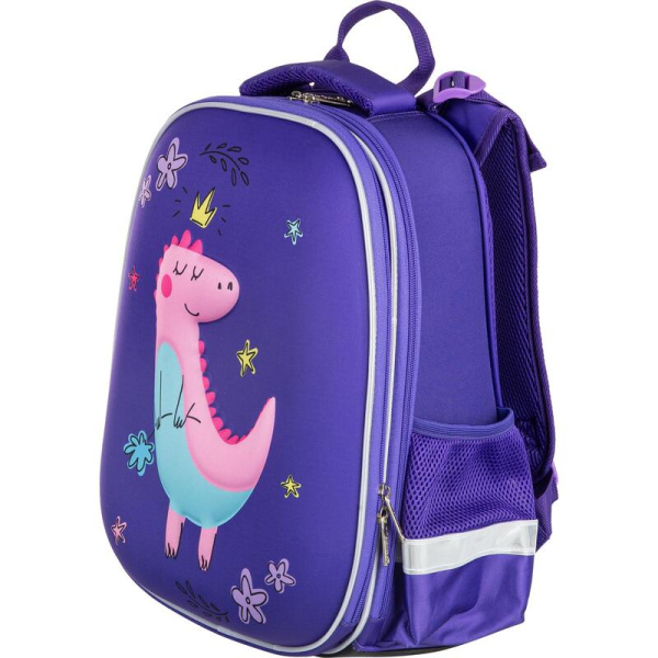 Ранец Комус Класс (№1 School) 3D Dino princess фиолетовый с двумя  отделениями