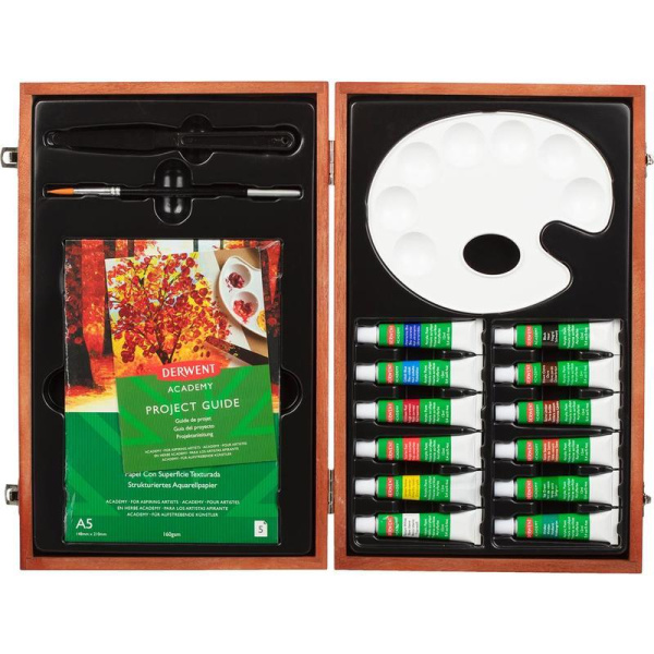 Набор с акриловыми красками Derwent Academy 12 цветов  (18 предметов)