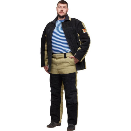 Костюм сварщика брезент-спилок утепленный хаки/черный (размер 56-58, рост 170-176)