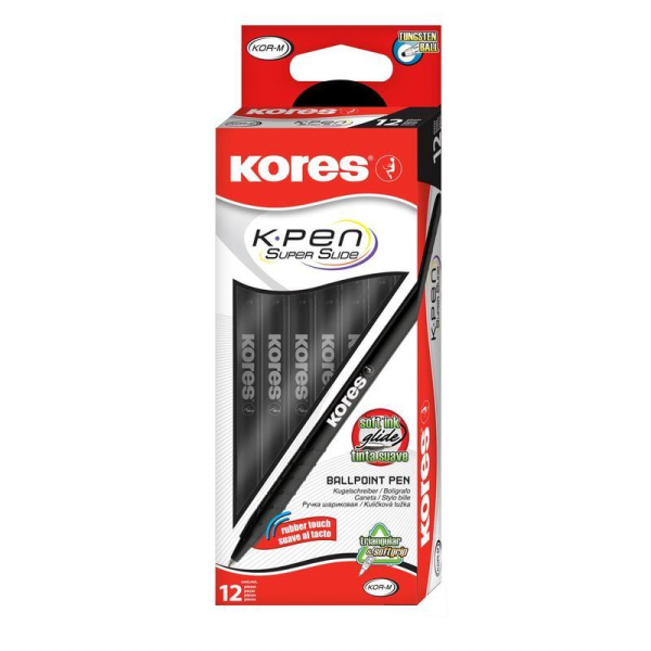 Ручка шариковая одноразовая Kores Kor-M черная (толщина линии 0.5 мм)