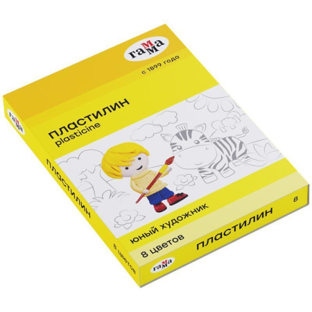 Пластилин классический Гамма Юный художник 8 цветов 112 г со стеком Пластилин классический Гамма Юный художник 8 цветов 112 г со стеком