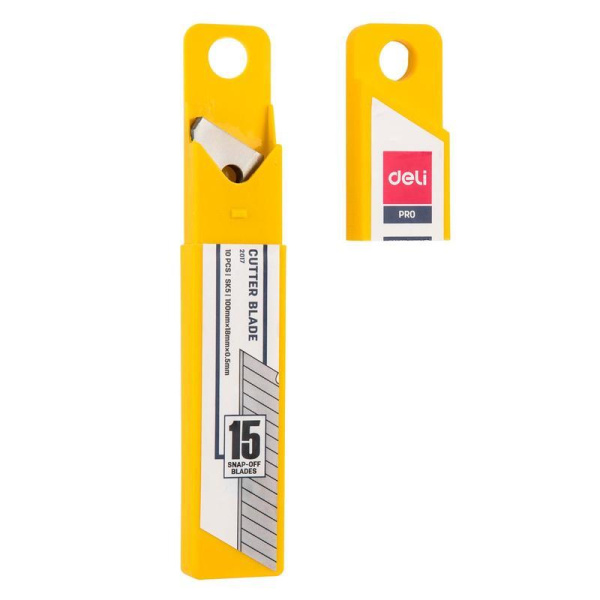 Лезвия сменные для канцелярских ножей Deli E2017 18 мм сегментированные  (10 штук в упаковке)