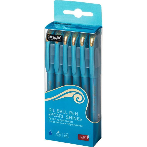 Ручка шариковая Attache Selection Pearl Shine синяя (бирюзовый корпус, толщина линии 0.4 мм)