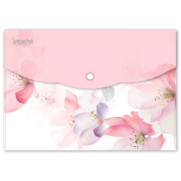 Папка-конверт на кнопке Attache Selection Flower Dreams А5 в ассортименте 180 мкм (6 штук в упаковке)