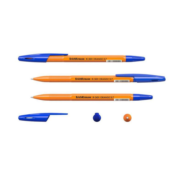 Ручка шариковая неавтоматическая ErichKrause R-301 Orange Stick синяя  (толщина линии 0.35 мм)