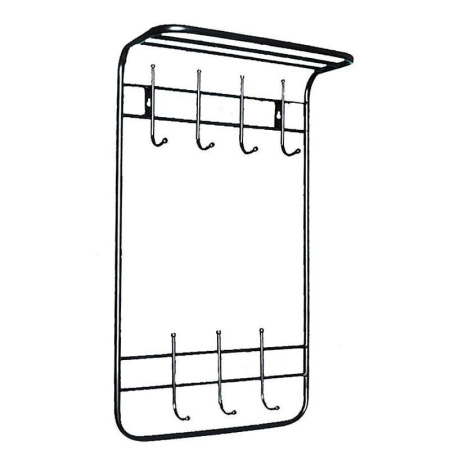 Вешалка настенная ТСП с полкой черная (7 крючков)
