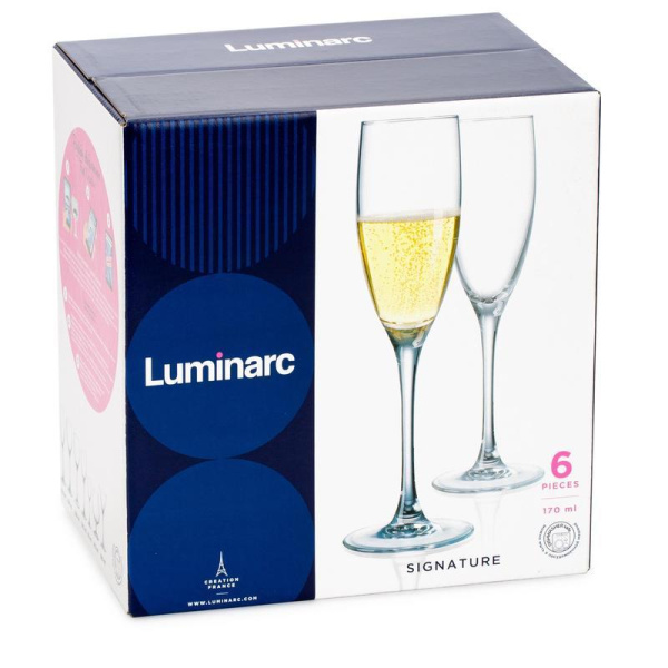 Набор фужеров для шампанского Luminarc Сигнатюр стеклянные 170 мл (6  штук в упаковке)