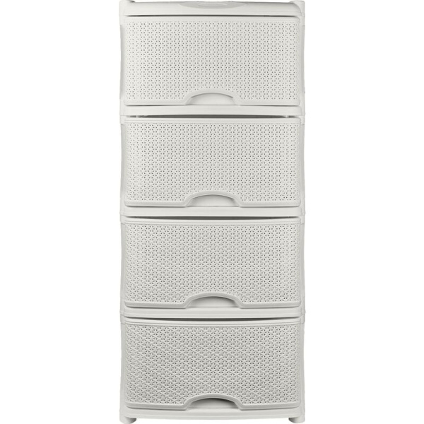 Комод Keeplex Rattan четырехсекционный (белое облако, 480х410х945 мм)