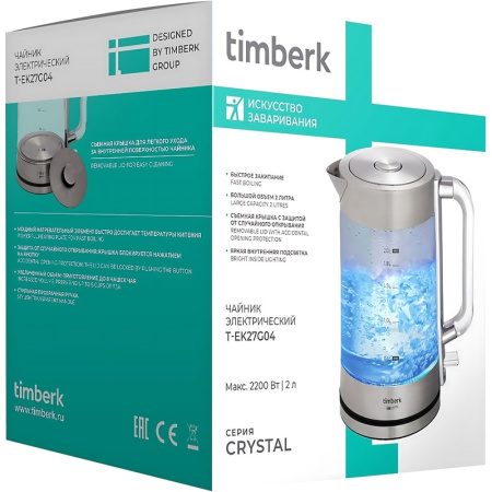 Чайник электрический Timberk T-EK27G04 белый