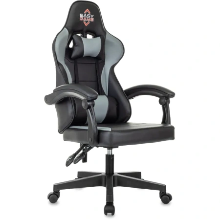 Кресло игровое Easy Game EG-907 чёрное/серое (экокожа, пластик)