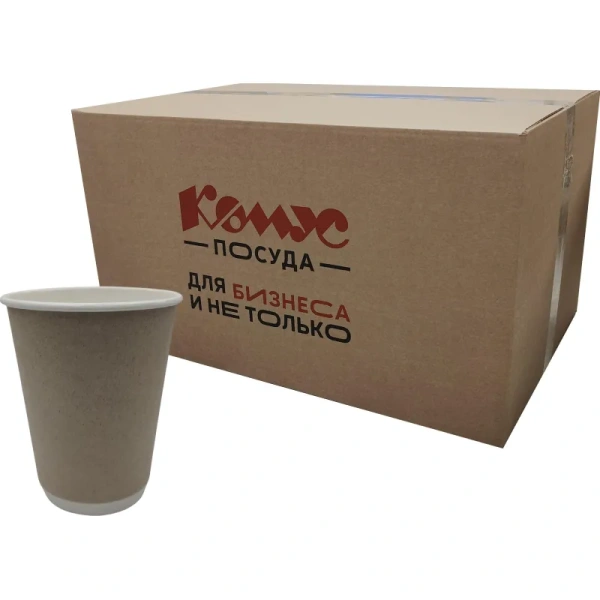Стакан одноразовый бумажный 300/430 мл крафт 400 штук в упаковке