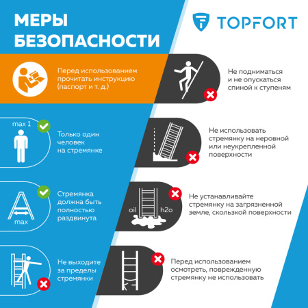 Стремянка стальная 5 ступеней TOPFORT