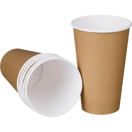 Стакан одноразовый бумажный 400 мл коричневый 50 штук в упаковке Комус Стандарт