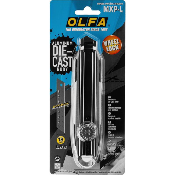 Нож универсальный Olfa OL-MXP-L с прорезиненными вставками (ширина  лезвия 18 мм)