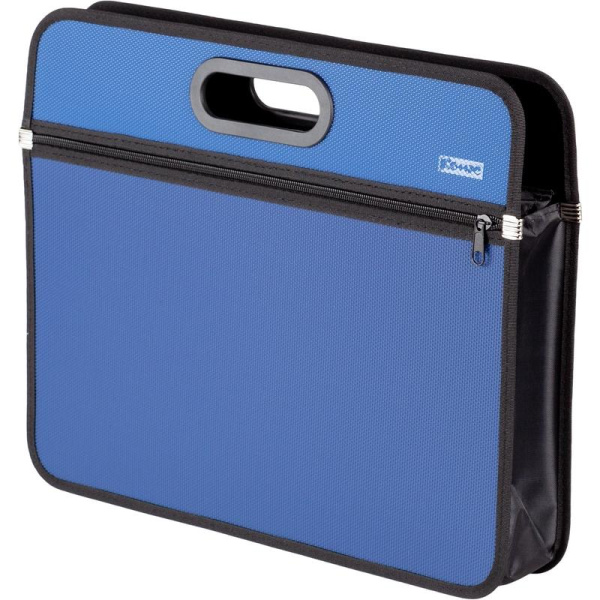 Папка-портфель пластиковая Комус А4+ синяя (390х270 мм, 1 отделение)