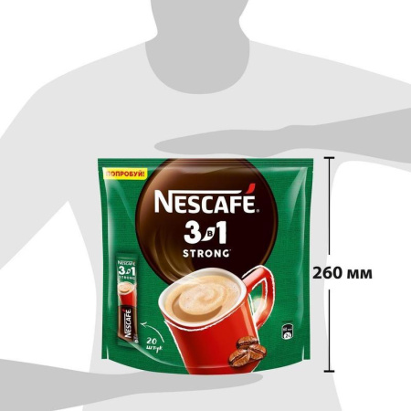 Кофе порционный растворимый Nescafe 3 в 1 Strong 20 пакетиков по 14.5 г