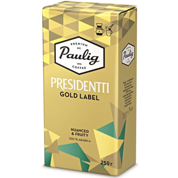 Кофе молотый Paulig Presidentti Gold Label 250 г (вакуумный пакет)