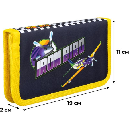 Пенал односекционный Комус класс Iron Bird синий