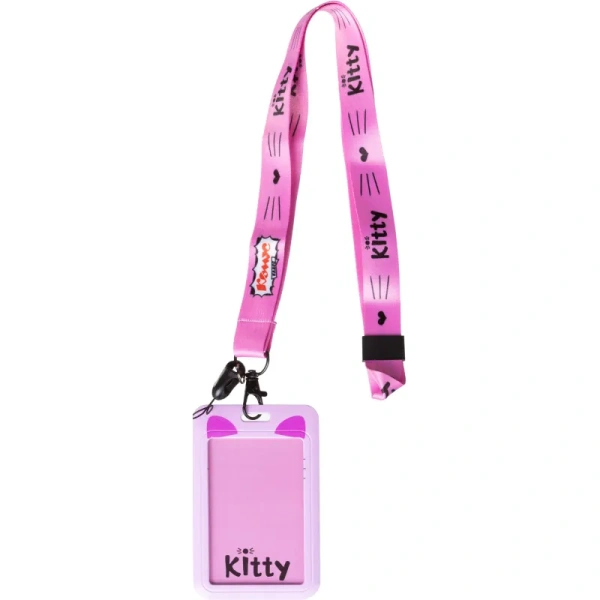 Бейдж Комус Класс Китти вертикальный 110x68 мм крепление шнурком (размер  вкладыша 88x54 мм)