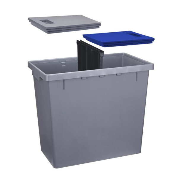 Контейнер для раздельного сбора мусора Idea 2x20 л пластик  серый/синий/черный (42x49x100 см)