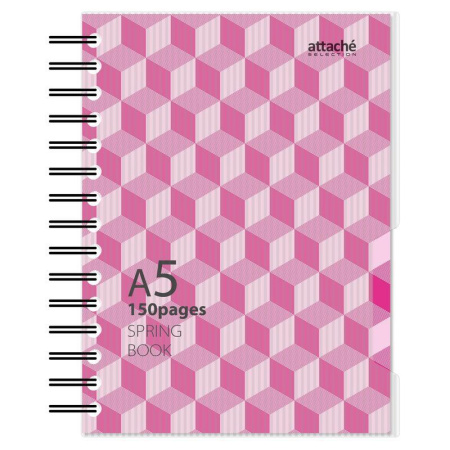 Бизнес-тетрадь Attache Selection Spring Book A5 150 листов розовая в клетку на спирали (170х202 мм) Бизнес-тетрадь Attache Selection Spring Book A5 150 листов розовая в клетку на спирали (170х202 мм)