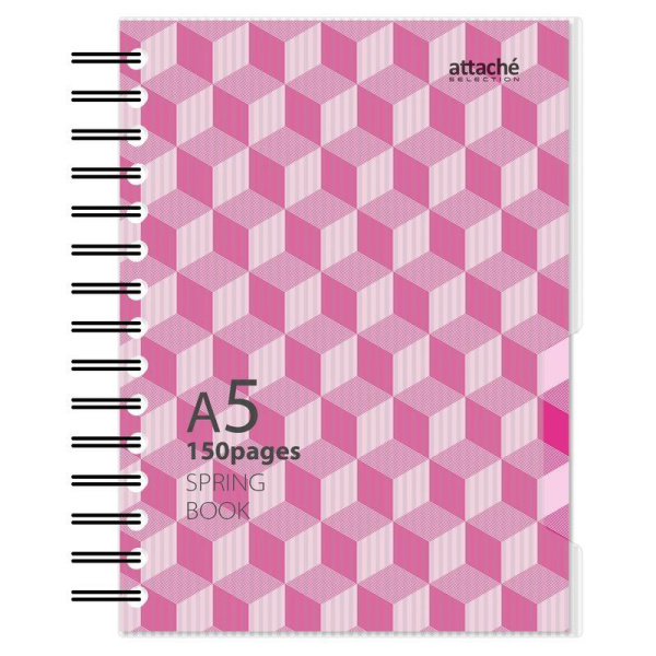 Бизнес-тетрадь Attache Selection Spring Book A5 150 листов розовая в клетку на спирали (170х202 мм)