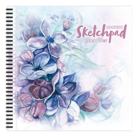 Скетчпад Феникс+ Фиалки 195х195 мм 20 листов спираль