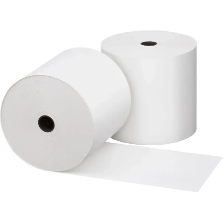 Чековая лента из термобумаги 80 мм намотка 80 м диаметр 73 мм втулка 12  мм (45 штук в упаковке)