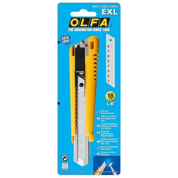 Нож канцелярский Olfa OL-EXL с металлической направляющей и  автофиксатором (ширина лезвия 18 мм)