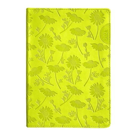 Ежедневник датированный 2021 год InFolio Camomile искусственная кожа A5 176 листов салатовый (140x200 мм)