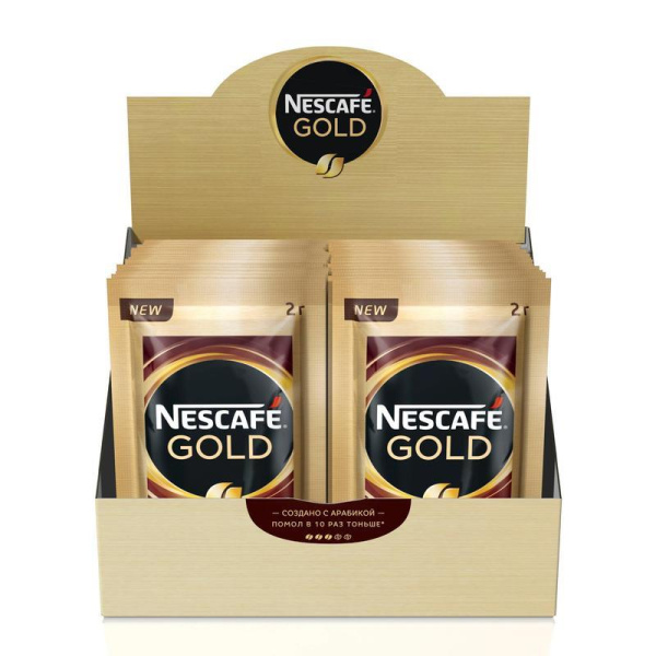 Кофе порционный растворимый Nescafe Gold 30 пакетиков по 2 г